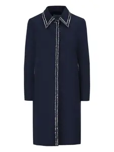 Однобортное пальто с кристаллами Prada, синий