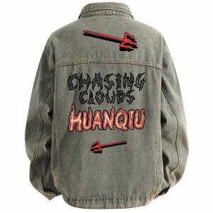 Джинсовая куртка Unisex Lapel Moderate Print HUANQIU, желтый mud