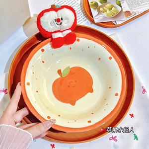 Ceramics Плодовая тарелка для дома, новая модель 2025, эстетичная подглазурная расцветка, креативная и милая керамическая посуда, десертная тарелка, 8,2 дюйма Apple