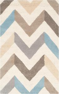 Ковер SAFAVIEH, 61 x 92 см, Cambridge Collection, Ivory & Grey, ручной работы, шеврон из шерсти, идеален для помещений с высокой проходимостью: прихожая, гостиная, спальня (CAM580B)