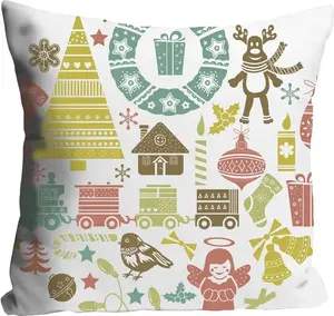 Декоративная подушка Queence "Вилли", с рождественской выпечкой, чехол без наполнителя, 1 шт 40х40 см, цвет bunt + bedruckt