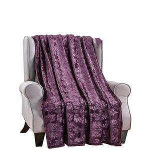 Ультрамягкое плюшевое всесезонное одеяло Versailles с современным тиснением размером 50 x 60 дюймов. Plazatex, цвет Plum