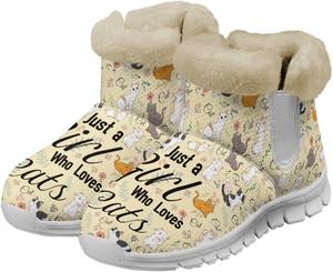 Женские зимние ботинки Howilath с фланелевой подкладкой, снегоступы для улицы с плюшевой меховой подкладкой, Funny Cats