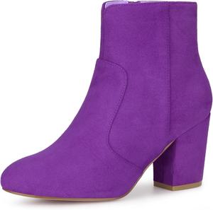 Женские ботильоны Allegra K с круглым носком, массивным каблуком и на щиколотке, Purple