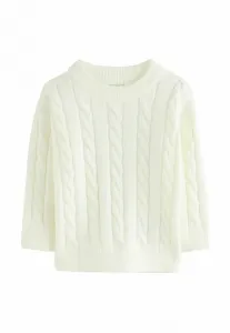 Джемпер с круглым вырезом и косами стандартного кроя Next, Ecru White
