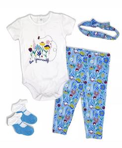 Боди Bee Yourself для маленьких девочек, леггинсы, носки и повязка на голову, набор из 4 предметов Lily & Jack, мультиколор