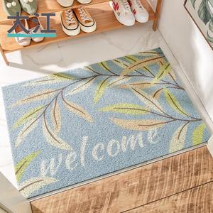 Dajiang Ковер 80х120 см из ПВХ, для прихожей, с петлевым ворсом, устойчивый к загрязнениям, в теплом зеленом лиственном узоре