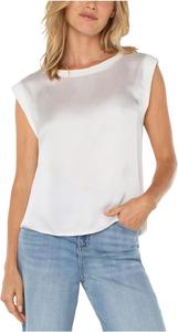 Топ Liverpool Los Angeles Petite Sleeveless Woven to Knit Top, цвет Whipped Cream