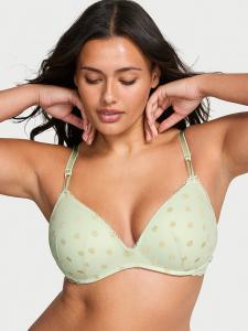 Сексуальный бюстгальтер пуш-ап с прозрачными чашечками и блестками в горошек Victoria'S Secret, mesh mint crush