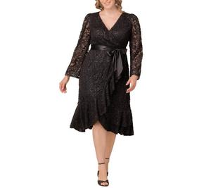Женское коктейльное платье большого размера Cosmopolitan с пайетками и кружевом Kiyonna, Onyx