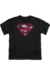 Футболка с коротким рукавом для детей "Superman" с потертым щитом Gildan, черный