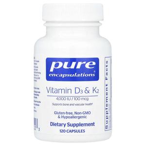Pure Encapsulations, Витамины D3 и K2, 120 капсул