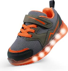 Детские кроссовки Floranate с подсветкой для мальчиков и девочек, светящиеся LED, легкие для прогулок и тенниса, для малышей и маленьких детей, коричневый