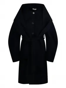 Пальто с поясом и рукавами-буфами P.A.R.O.S.H., черный