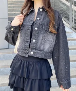 Джинсовая куртка INGNI/с декоративными элементами, цвет Gray