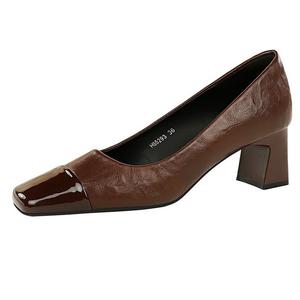 QITUMAUL Женские туфли на высоком каблуке - тёмно-коричневые [высота каблука 5 см], цвет Dark Brown[Heel Height 5cm]