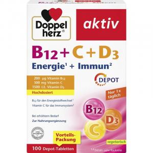 Активные витамины B12 + C + D3 депо таблетки Doppelherz, 110 g