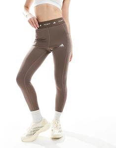Леггинсы adidas Running Techfit с карманами для хранения в полный рост, коричневые Adidas Performance