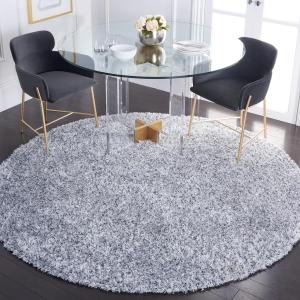 SAFAVIEH Malibu Shag Collection ковер 153 x 153 см круглый Silver MLS431S ручной работы сплошной
