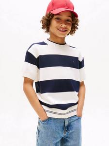 Детский регбийный джемпер с коротким рукавом в полоску Tommy Hilfiger, Blue