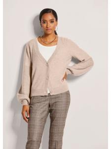 MADELEINE Кашемировый кардиган с рукавами-фонариками бежевого/меланжевого цвета