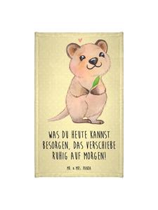 Mr. & Mrs. Panda Туалетное полотенце Quokka Happy с надписью пастельно-желтого цвета