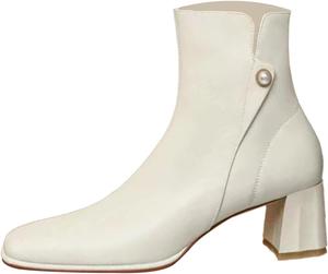 No Brand Женские ботильоны на осень и зиму, модные, однотонные, удобные, с квадратным носком и квадратным каблуком, на молнии, кожаные, с низким каблуком (черные, 6.5)