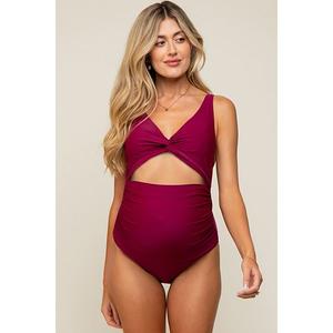 Купальник для беременных с драпировкой по бокам и вырезом спереди Pinkblush, Plum