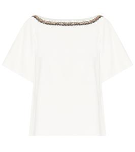 Вышитый топ из плотной вязки Stella McCartney, слоновая кость