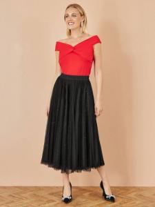 Блестящая сетчатая юбка-колокол из тюля Yumi