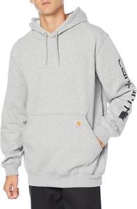 Мужская толстовка Carhartt с капюшоном и логотипом на рукаве, серый