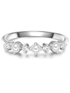 Glanzstücke München Серебряное кольцо с кубическим цирконием и культивированным пресноводным жемчугом в серебряной оправе