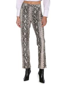 Кожаные брюки Yvette с высокой талией Walter Baker, цвет Grey Snakeprint