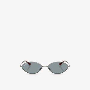 Солнцезащитные очки Ray-Ban Kai овальные с металлической оправой, серебряный