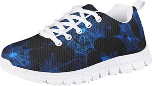 Кроссовки Forchrinse для мальчиков и девочек, с шнуровкой, для бега и ходьбы, повседневные, с плоской подошвой и противоскользящей подошвой, Halloween Spider Web Print