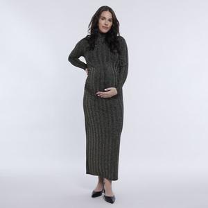 Беременное платье-водолазка макси Motherhood, цвет gold lurex