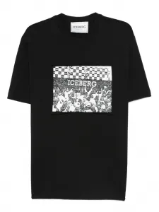 Хлопковая футболка с графическим принтом Iceberg, черный