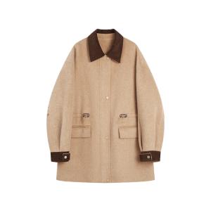 ELLE Пальто женское Khaki Lapel Moderate Straight Fit