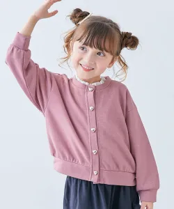 Мини-кардиган из флиса с блестками и пуговицами в виде сердечек. Детская одежда для девочек. Весна/Лето 2026 Devirock, цвет 004-Heart-Old Pink