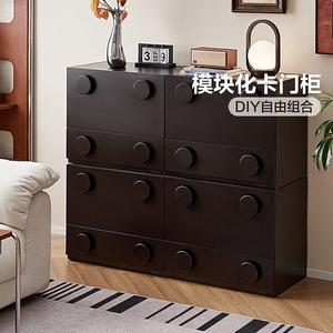 Quanu Комод для спальни в стиле минимализм, цвет черный чай, 4 ящика