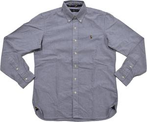 POLO RALPH LAUREN Мужская классическая клетчатая оксфордская рабочая рубашка с длинным рукавом, Slate