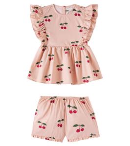 Комплект из хлопкового топа и шорт с принтом Вербена Konges Sløjd, Ma Grande Cerise Blush