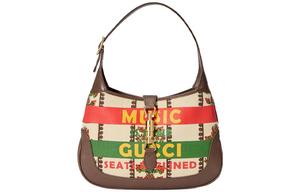 GUCCI Джутовая сумка через плечо с кожаной отделкой