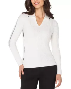 Свитер с V-образным вырезом и воротником Liverpool Los Angeles, белый