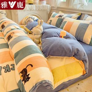 Yalu Пододеяльник 180х220 см из молочного вельвета, утепленный, цвет Lucky Cat