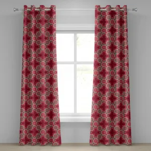 Штора на люверсах Мандала от ABAKUHAUS, круглые цветочные мотивы ярких цветов, фольклорный орнамент в стиле пейсли, декоративные двухпанельные шторы, 280 x 260 см, цвет розовая морская пена Abakuhaus