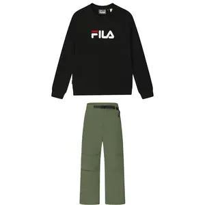 FILA Комплект Sweatshirt Sets Men's Sweatshirt Jet Black+Green Military Pants