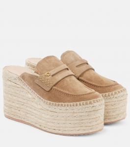 Замшевые эспадрильи на танкетке Gianvito Rossi, цвет camel+natural