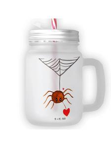 Стакан для питья Mason Jar с паучьим агатом, Любовь без..., прозрачный Mr. & Mrs. Panda