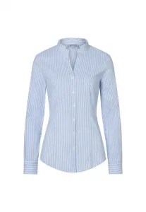 Блузка на пуговицах klassische gestreift rüschenkragen More & More, Woven Blouse Stripe Fresh Skyblue White